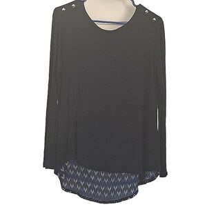 Carol Rose Scoop Neck Layered Hem Long Sleeve Top Size Medium